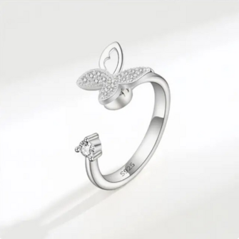 Fly away anxiety ring zilver