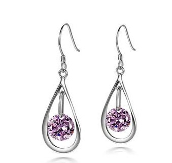 Sparkling Drop Purple Earrings