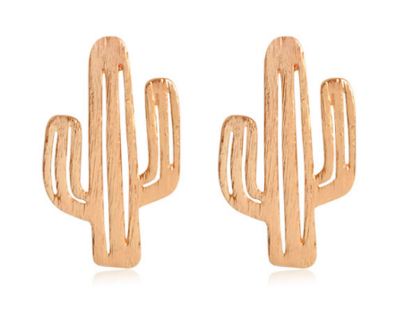 Ros&eacute;gold Cactus Earrings