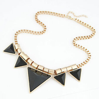 Big Gold Black Triangle Necklace