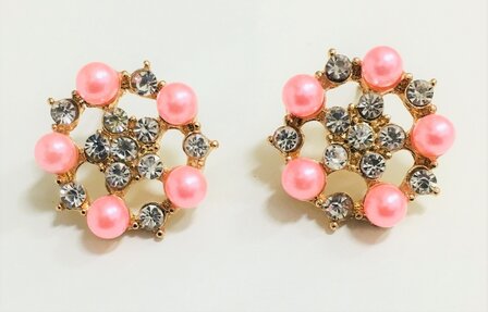 Golden Crystal Earrings Light Pink