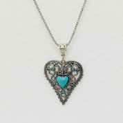 Necklace Heart Turqiose Silver