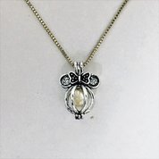 Necklace Ribbon Caged Pearl Silver