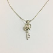 Necklace Caged Pearl Key Silver