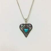 Necklace Heart Turqiose Silver