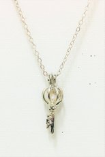 Necklace Caged Pearl Key Silver