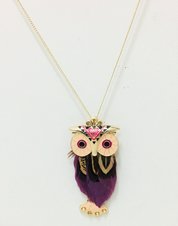 Necklace Purper Gold Owl