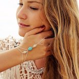 Multi Chain Slave Bracelet Silver Turquois