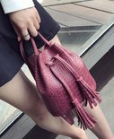 B Nice Vintage Red Tassel Bag