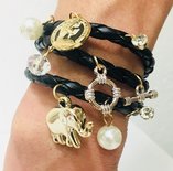 A Black Gold Charm Wrap Bracelet