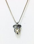 Necklace Ribbon Caged Pearl Silver