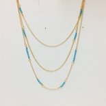 Necklace Multi Layher Blue Bead Gold