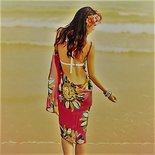 Beach Gown Hawaiian Crimson Red
