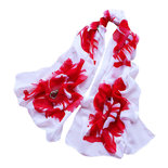 Floral Shawl White Red