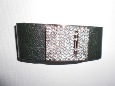 Bracelet Diamonds & Green Leather